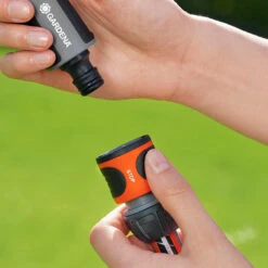 Gardena 13mm Water Stop Snap On Hose Connector -Boo Greenhouses Shop HCSC2N5