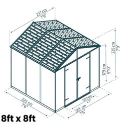 Palram Canopia Rubicon Dark Grey Shed 8ft Wide -Boo Greenhouses Shop PRRS81