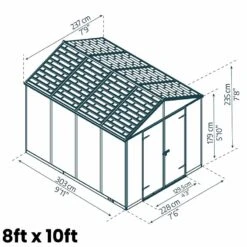 Palram Canopia Rubicon Dark Grey Shed 8ft Wide -Boo Greenhouses Shop PRRS810