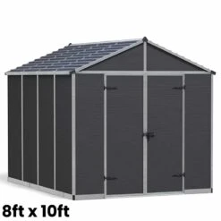 Palram Canopia Rubicon Dark Grey Shed 8ft Wide -Boo Greenhouses Shop PRRS812