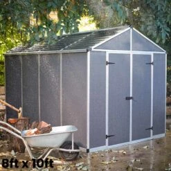 Palram Canopia Rubicon Dark Grey Shed 8ft Wide -Boo Greenhouses Shop PRRS89